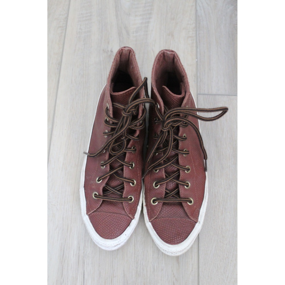 Converse Chuck Taylor All Star High Top Brown Snakeskin Leather Sneakers 6.5 - Picture 2 of 6